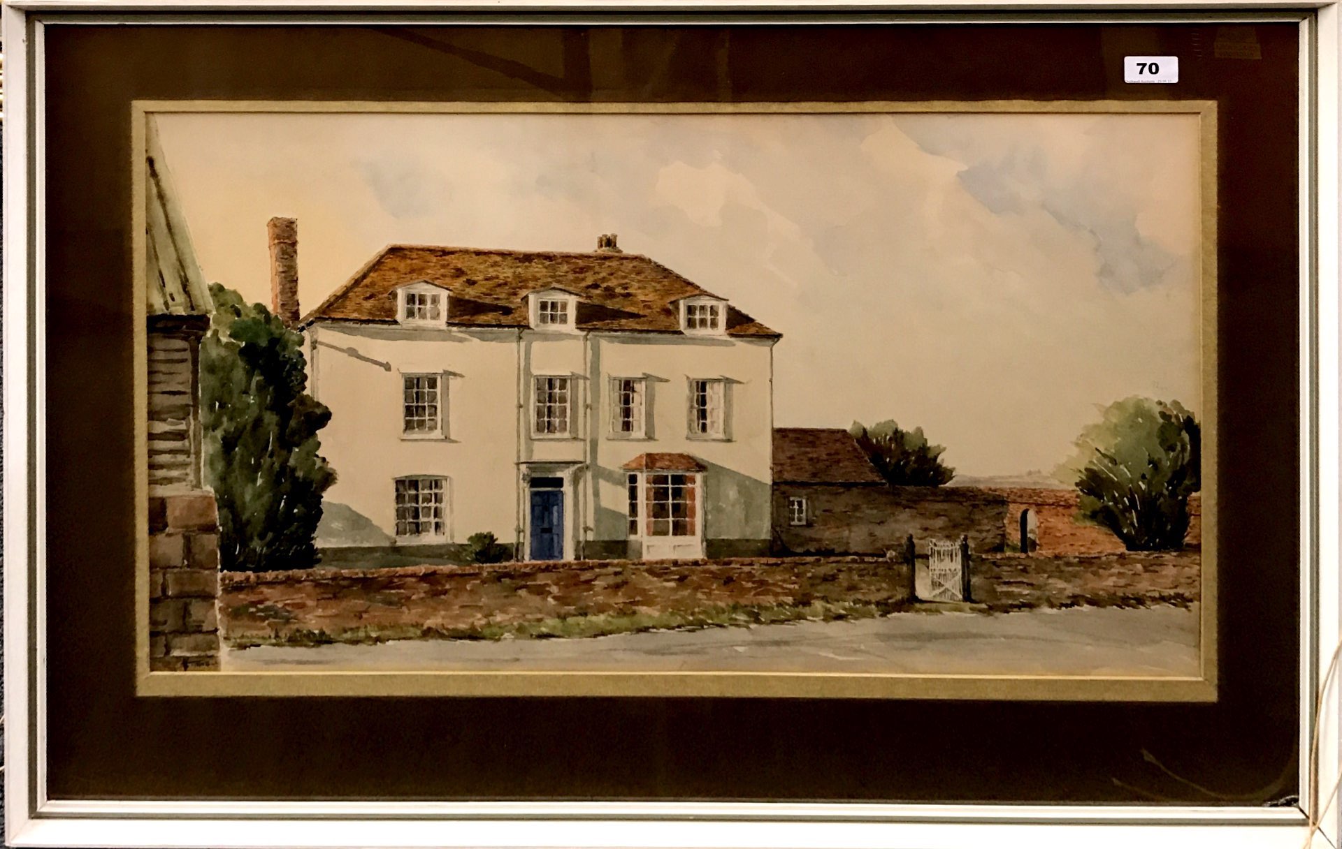 S.G Nevell, large framed watercolour of a country house, 94 x 66cm.