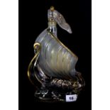 A vintage Cognac Lersen gilded Viking ship bottle, H. 30cm.