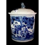 A 19th century Chinese hand painted provincial porcelain storage jar and lid, H. 37cm.