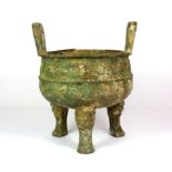 An Archaic Chinese bronze censer, Prov. the collection of an Austrian gentleman, H. 24cm. Some