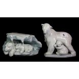 Two Lladro porcelain polar bear figures, tallest 16cm, with boxes.