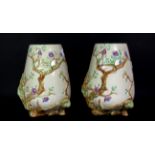 A pair of Clarice Cliff Indian Tree design vases, H. 20cm.