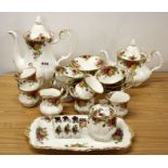 A Royal Albert Old Country Roses part tea and coffee set with sandwich plate and three napkin