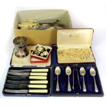 A quantity of mixed silver plated cutlery, etc.