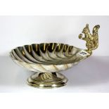 A silver plated shell and squirrel nut dish, Dia. 25cm, H. 17cm.