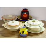 A quantity of Clarice Cliff, Poole Pottery and other china.