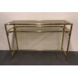 A bamboo design gilt brass hall table, 100 x 25 x 77cm.