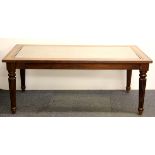 A bleached mahogany bergere coffee table with glass inset by Simon Horne, 107 x 60 x 43cm.