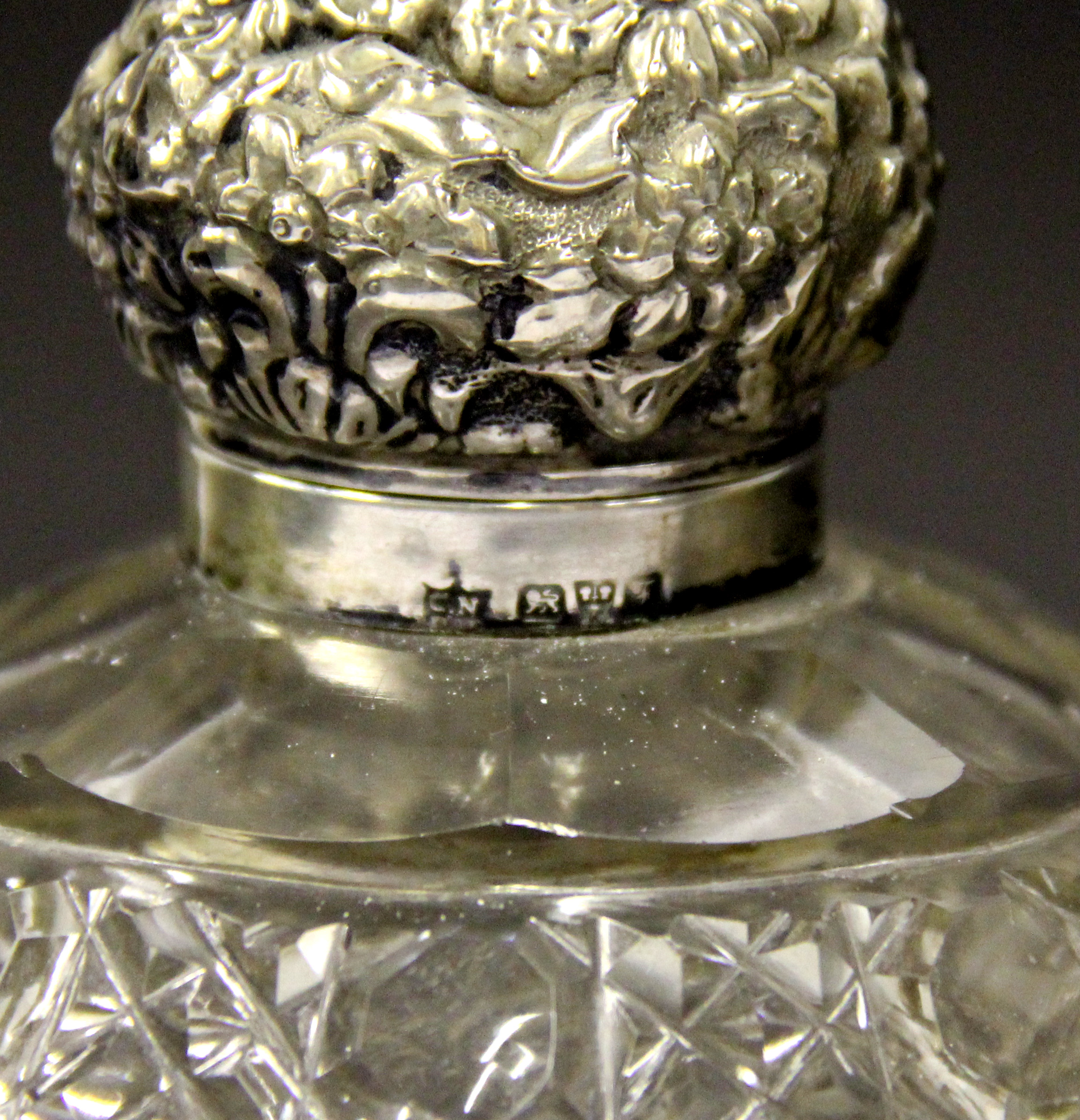 Four silver topped cut glass perfume bottles. Tallest 13.cms. - Image 2 of 6