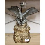 A spelter eagle table lamp, H. 35cm.