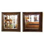 A fine pair of Georgian oyster veneered bevelled glass mirrors. Size 66 x 66cms.