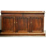 A Victorian sideboard with two drawers and three doors, W. 150cm, H. 93cm.