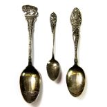 Three American sterling silver spoons, Longest. 14cms.