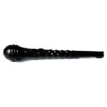 A rare 19th century carved jet parasol handle, with screw off top revealing a space for a perfume or