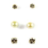Three pairs of 9ct yellow gold earrings.