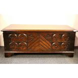 A 19th century Scottish Highlands oak blanket box, W. 100 x 46 x 40cms.