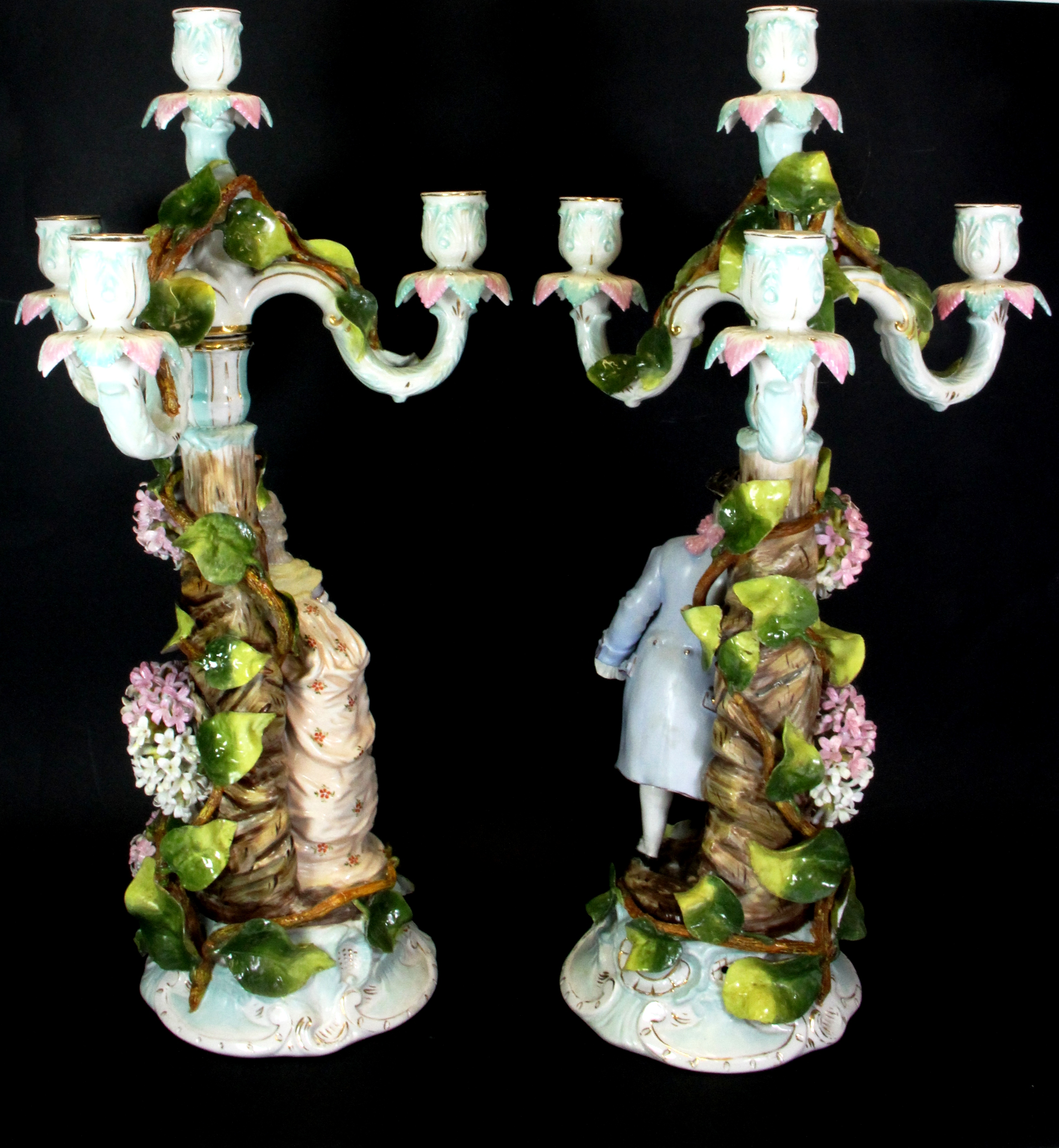 A pair of large 19th century German porcelain figural candelabra, H. 52cms. - Image 2 of 2