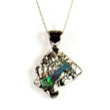 A 925 silver and boulder opal pendant and chain.