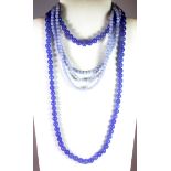 Two lavender jade bead necklaces.