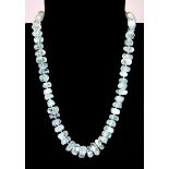 An aquamarine bead graduated necklace, L. 25cm.