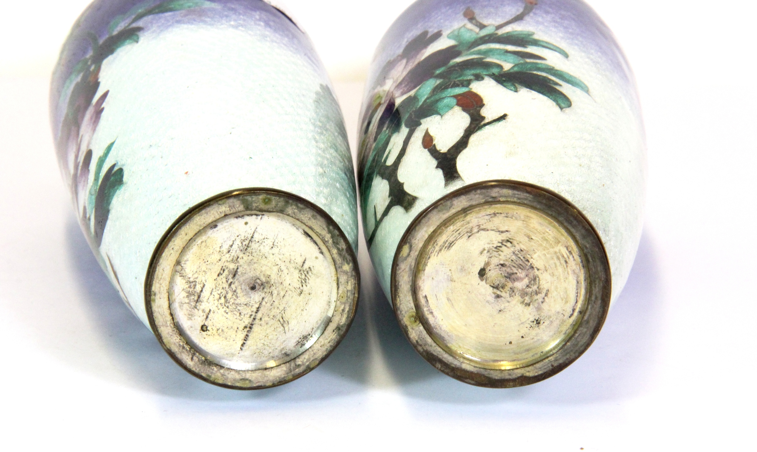 A pair of 19th century Japanese cloisonné vases, H. 15cms. - Image 3 of 3