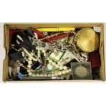 A box of costume jewellery etc.