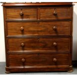 A 19th century five drawer mahogany chest, W. 125cms, H. 121cms.