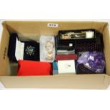 A box of costume jewellery etc.