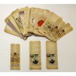 A collection of vintage paper advertising bags.