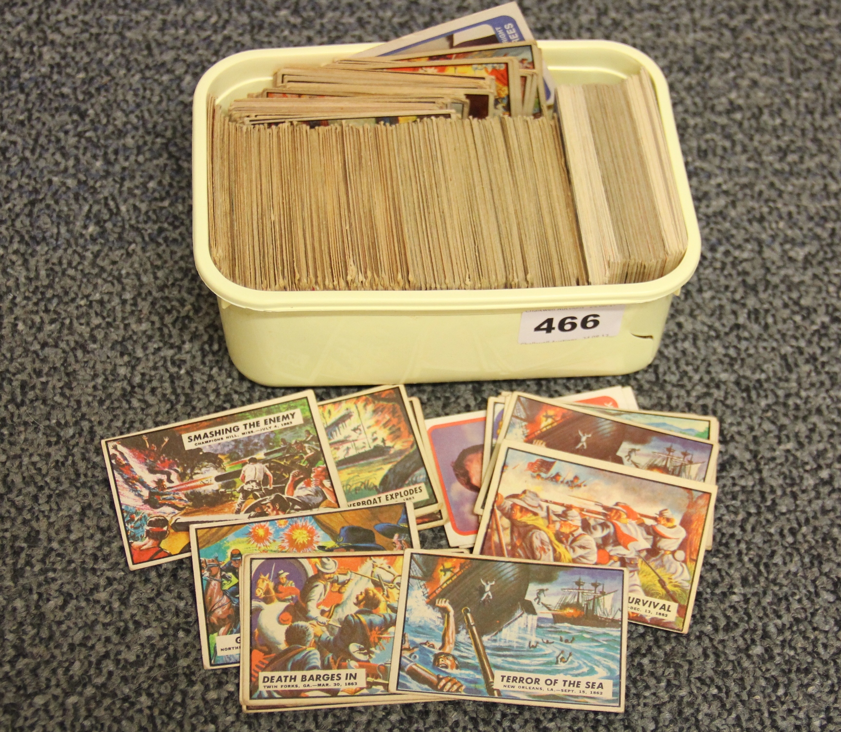 A collection of football cards.