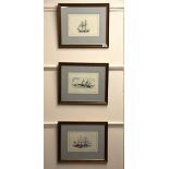 A set of three framed Roald Knutsen signed limited edition framed prints, Size. 47 x 38cms.