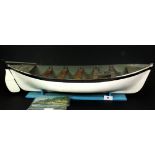 A Pitcairn Island wooden model whaling boat, L.65cm the base signed by 'Calum Christian, Pitcairn