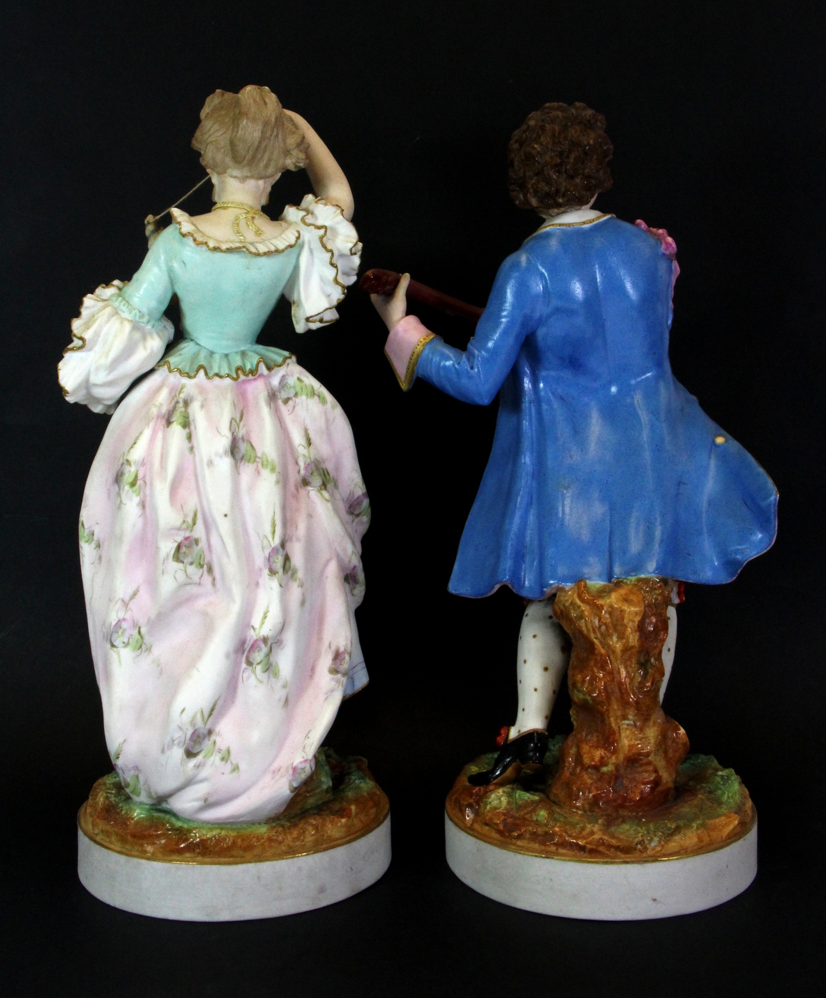 A pair of 19th century French bisque large porcelain figures, H. 41cms. - Image 2 of 2