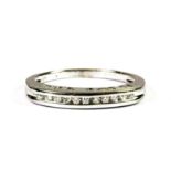 A 9ct white gold "I love you" half eternity ring, (P).