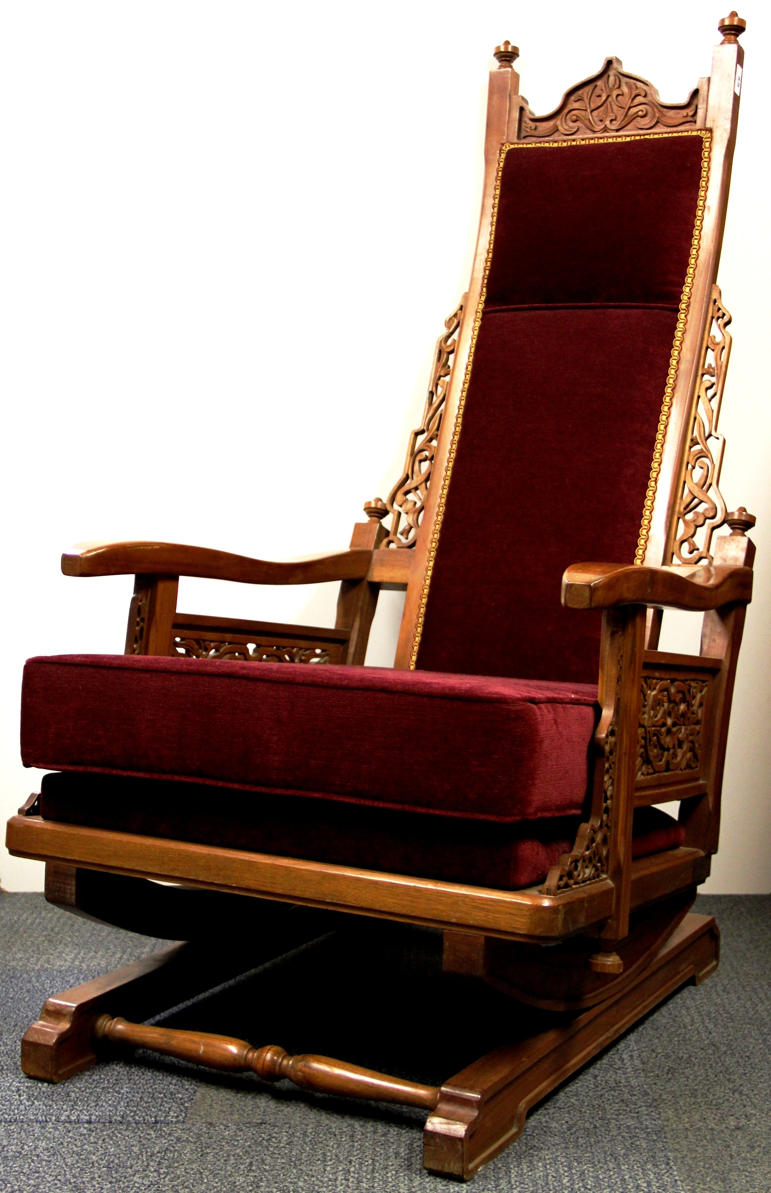 An early 20th century American Colonial carved rocking chair, H. 131cm. - Image 2 of 2