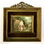 A gilt metal framed hand painted miniature on ivory. Framed size 18 x 16cms.