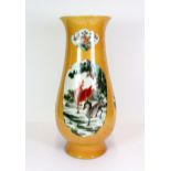 A 19th/early 20th century hand painted porcelain vase, with panels of decoration depicting a