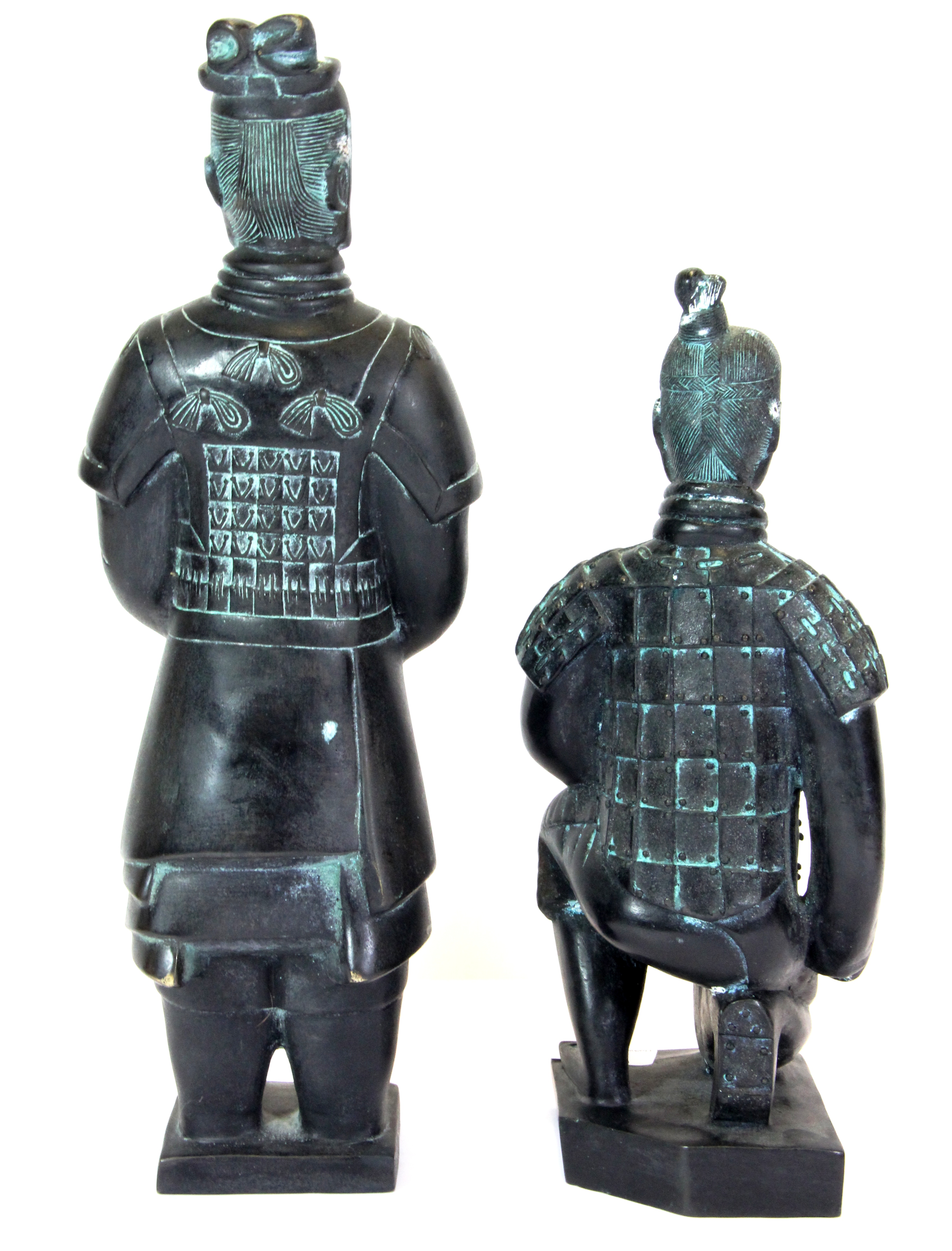 Two Chinese bronze figures of Terracotta warriors, Tallest. 36cms. - Image 2 of 2