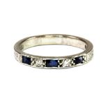 An Art Deco diamond and sapphire half eternity ring, (R).