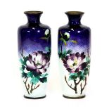 A pair of 19th century Japanese cloisonné vases, H. 15cms.