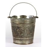 A 19th century Persian silvered hammered copper bucket, H. 24cm.