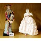 A Royal Doulton figure "The Jester" (2nd) and Royal Worcester figure "The Fairest Rose".