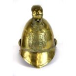 A 19th century brass Kent fireman's helmet.