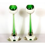A pair of signed Murano glass candlesticks, H. 25cm.