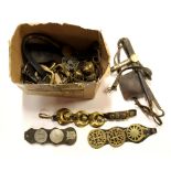 A quantity of good early horse brasses and harness.