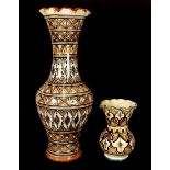 Two eastern pottery vases both signed Safi, tallest H. 40cm.