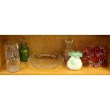 A quantity of Victorian and other glassware including a Southend On Sea jug.