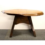 A heavy quality oak plank wine table, W. 60cm, H. 38cm.