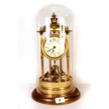 An early 20th century gilt brass anniversary clock under dome, H. 42cm.