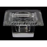 A vintage Lalique frosted crystal inkwell, 8 x 8 x 4cm.